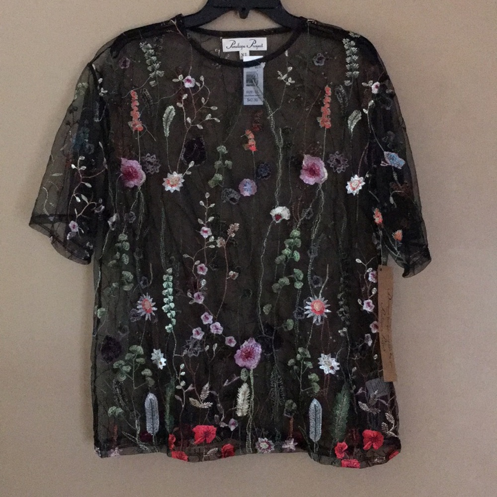 Sheer embroidered top